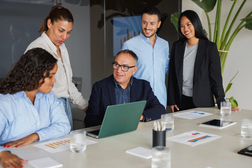 A direct sales team in a meeting